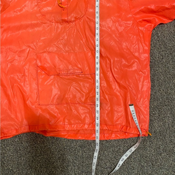 Handmade Windbreaker Jacket with Patches Neon Orange Pullover Pocket Hoodie - Picture 8 of 16
